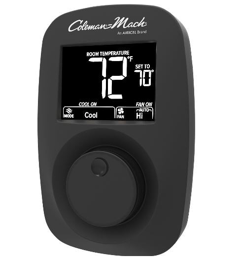 Two Stage Coleman Mach 9430A3382 Digital Heat/Cool RV Air Conditioner Thermostat - 12V - Black, for RV and Campers