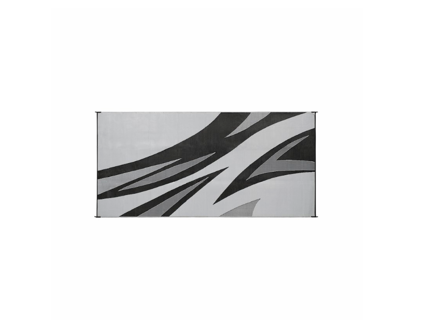 Patio Mat Summer Waves Design 16 Foot x 8 Foot Withd - Black - Faulkner - Polypropylene