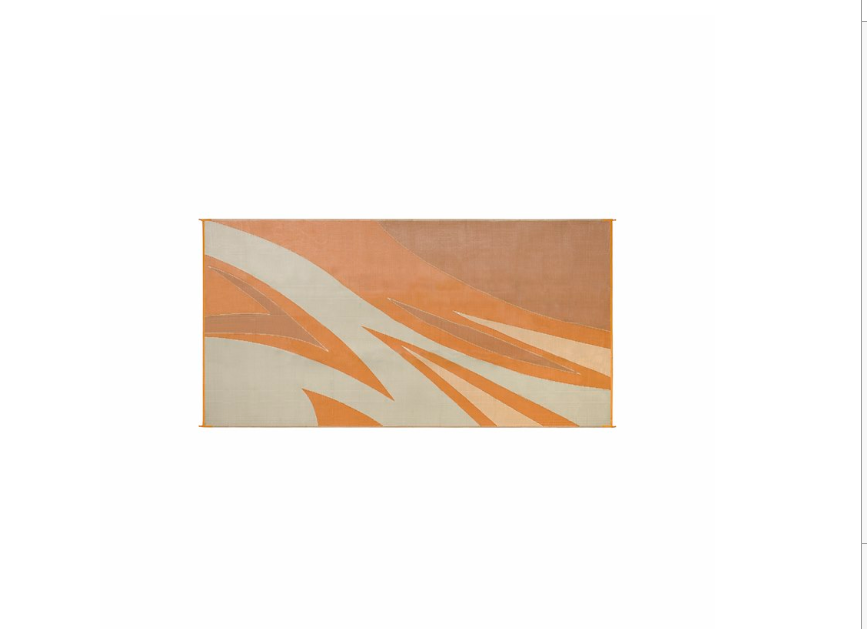 Patio Mat Summer Waves Design 20 Foot x 8 Foot Withd - Tan and Gold - Faulkner - Polypropylne - Reversible
