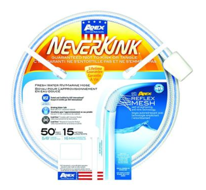 Fresh Water Hose - NEVERKINK - 5/8 Inch Inside Diameter - 50 Foot Length