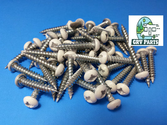 50 Square Head Screws Recess 8 x 3/4 RV - Motorhome - Camper Polar White Exterior.