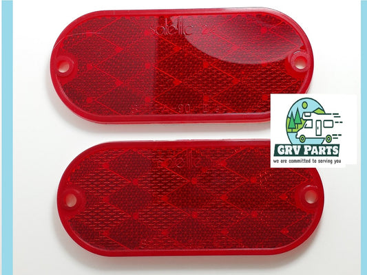 Red Reflectors With Mouting Holes and Adhesive For Auto- RV Motorhome - Trailer - Camper