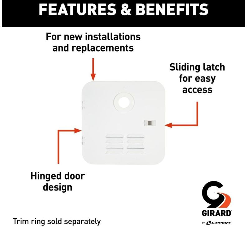 Girard 2GWHDAS10 Tankless Water Heater Polar White Door - Flange Assembly - Atwood - Suburban 10 Gallon