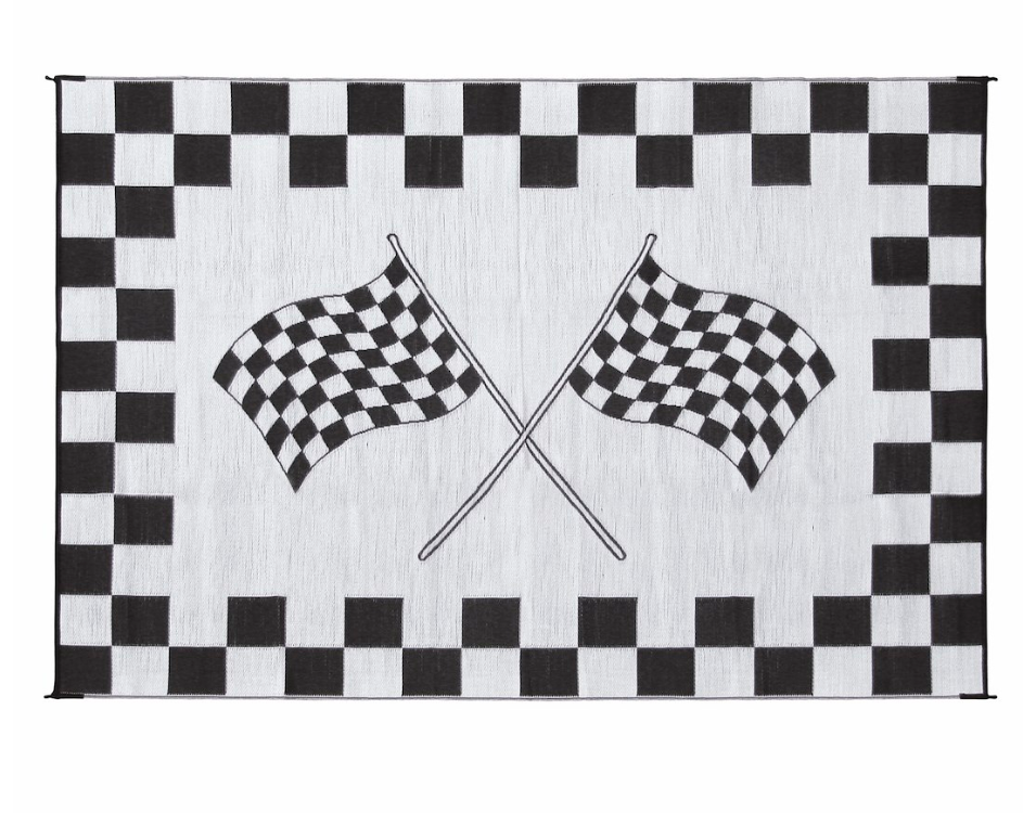 Faulkner RV Mat Black and White Finish Line 20 Foot Length x 8 Foot Width