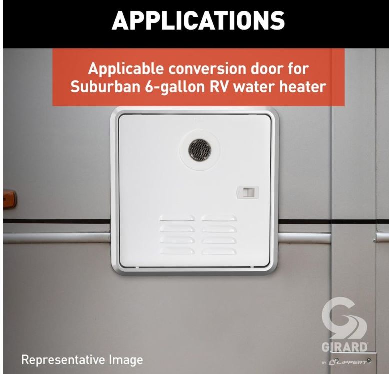 Girard 2GWHDAS10 Tankless Water Heater Polar White Door - Flange Assembly - Atwood - Suburban 10 Gallon