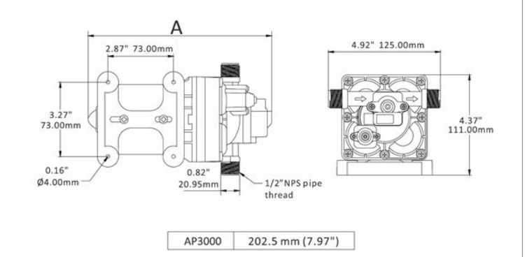 Aqua Pro  Self Priming 3.0 GPM Fresh Water Pump For RV - Camper and Trailers