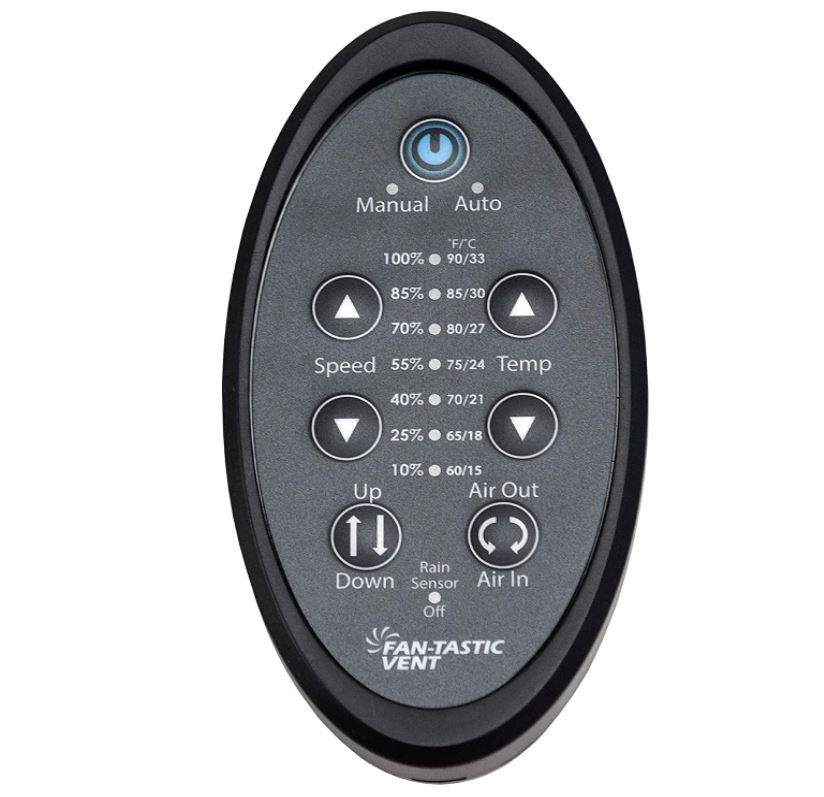 Fan-Tastic Vent RV Roof Vent with Thermostat, Automatic or Manual Variable Speed 12 Volt RV Vent Fan, Automatic Dome Lift and Rain Sensor, Model 7350