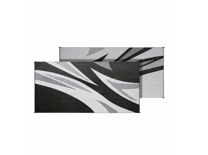 Patio Mat Summer Waves Design 16 Foot x 8 Foot Withd - Black - Faulkner - Polypropylene