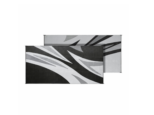 Patio Mat Summer Waves Design 16 Foot x 8 Foot Withd - Black - Faulkner - Polypropylene