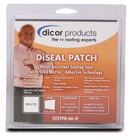 RV Roof Repair Seal White Patch 6" x 6" Dicor 522TPO-66-1C x EPDM Rubber/TPO