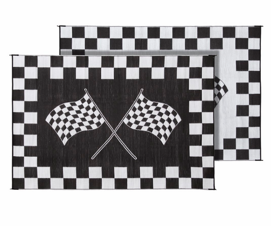 Faulkner RV Mat Black and White Finish Line 20 Foot Length x 8 Foot Width