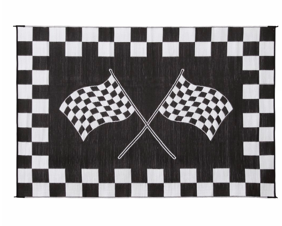 Faulkner RV Mat Black and White Finish Line 20 Foot Length x 8 Foot Width