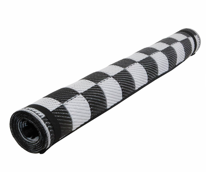 Faulkner RV Mat Black and White Finish Line 20 Foot Length x 8 Foot Width