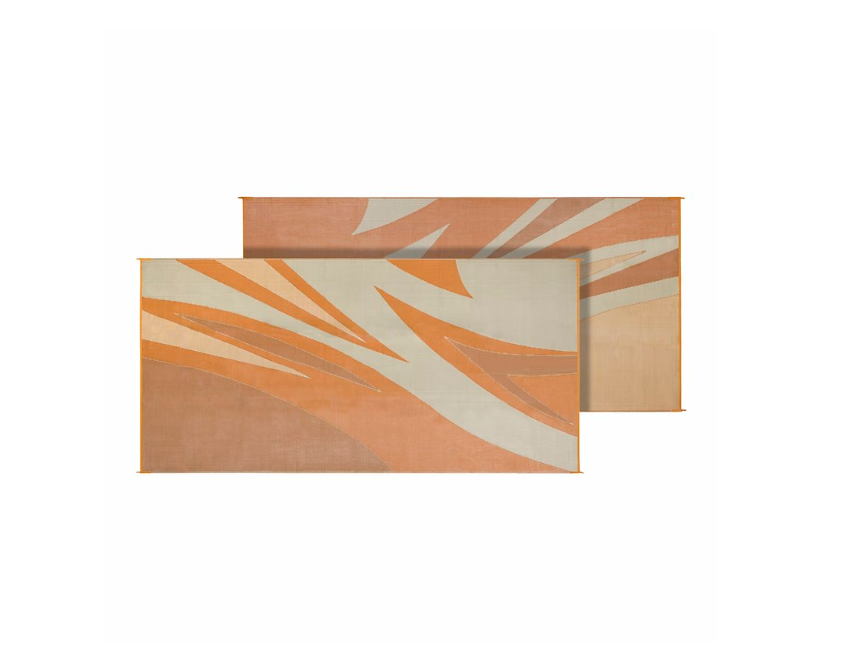 Patio Mat Summer Waves Design 20 Foot x 8 Foot Withd - Tan and Gold - Faulkner - Polypropylne - Reversible