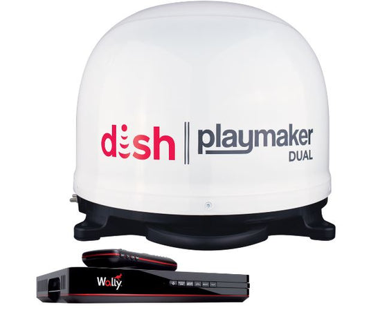 Dish Network Satellite TV Antenna - Playmaker - Portable Antenna - Supports Two Receivers - Bundle with Wally