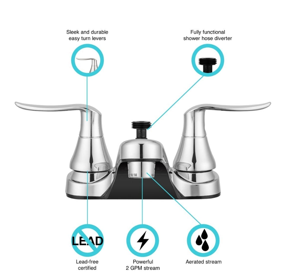 Dura Faucet DF-PL720LH-CP Lavatory Faucet With Diverter For RVs Chrome