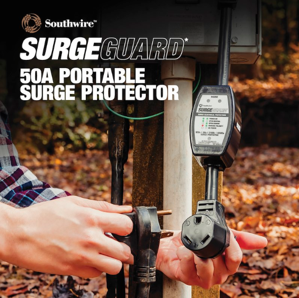 50 amp SouthWire Corp Surge Protector - Portable With Easy-T-Pull Handles.