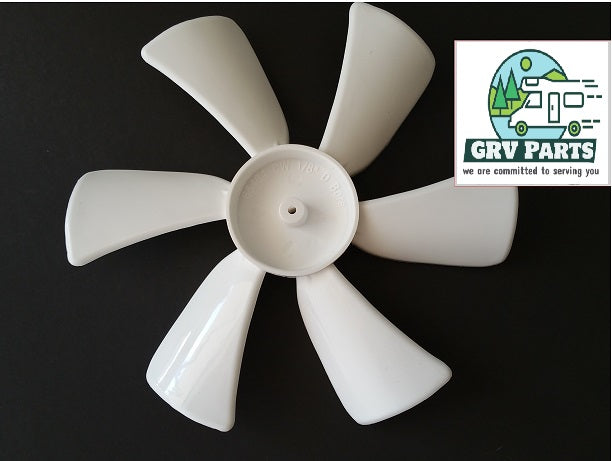 RV 6" Exhaust Fan Blade Replacement CW (1/8" D Hole Bore)(65484) White Plastic Replaces Jensen