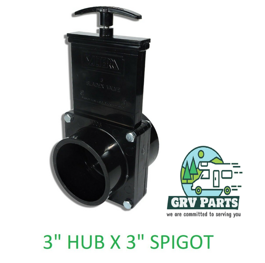 Valterra T40 3" RV Waste Dump Gate Valve 3-Inch Hub x 3-Inch Spigot Connection.