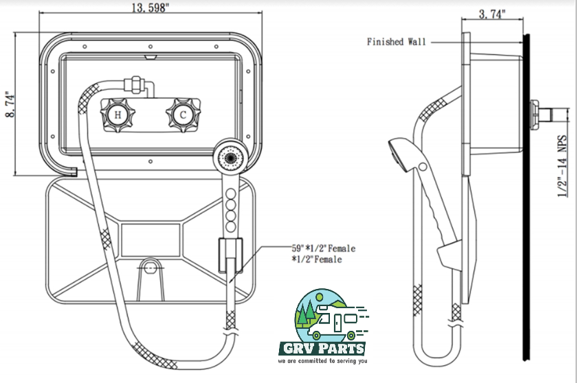 Exterior Shower, Lockable Hand Held 60" Hose Outdoor 100% Original Brand New For RV and Campers